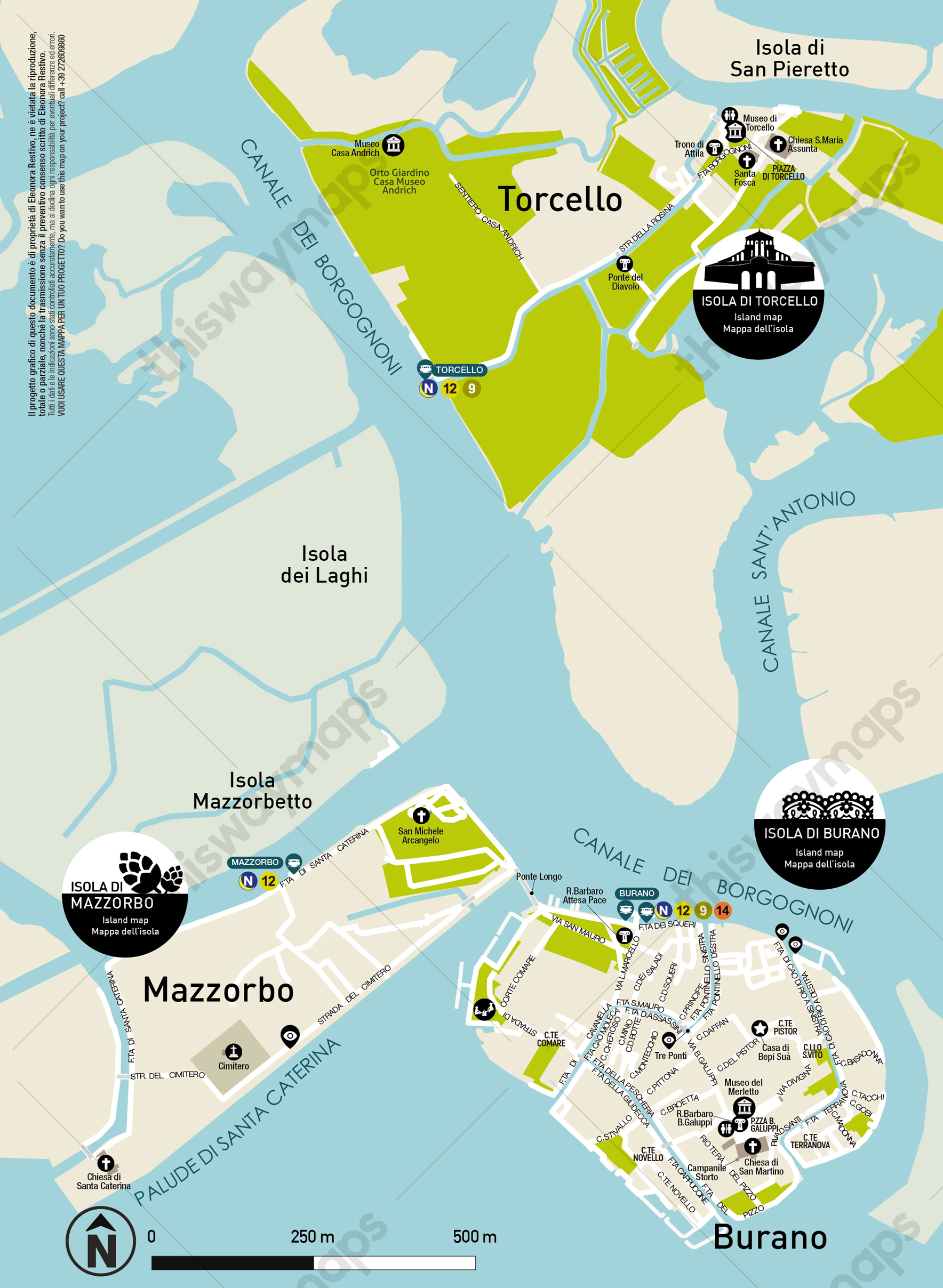 Mappa di Burano Torcello Mazzorbo zoom