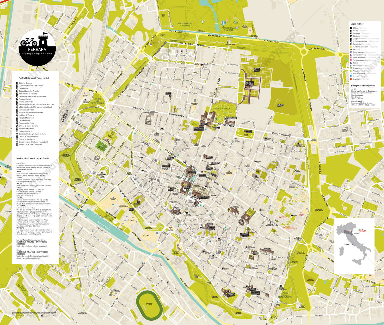 Mappa di Ferrara thiswaymaps mappe personalizzate e vettoriali
