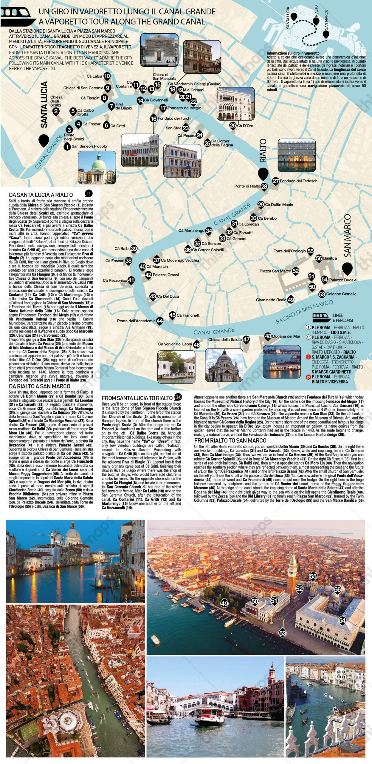 Mappa Itinerario in Vaporetto del Canal Grande