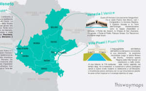Esempio Mappa del Veneto con indicazioni aree turistiche come Villa Pisani ecc