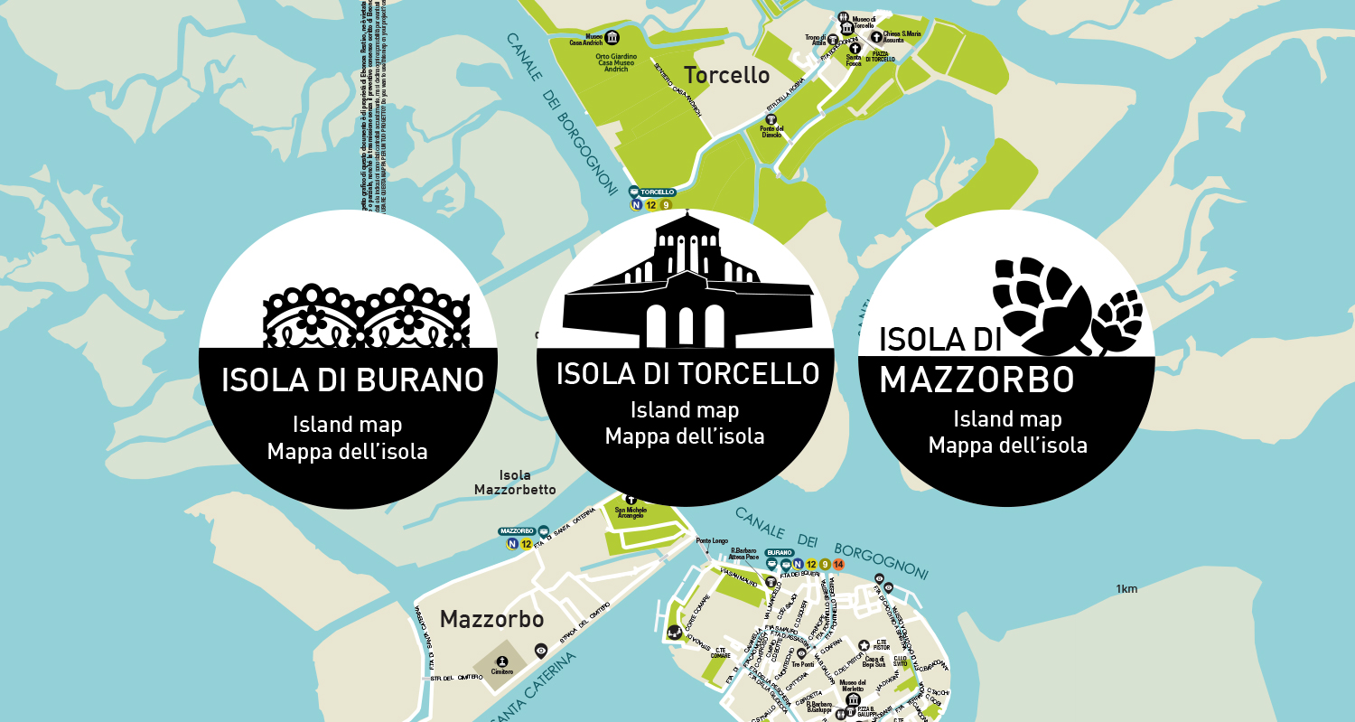 Mappa Burano, Torcello, Mazzorbo Mappe personalizzate per strutture ricettive