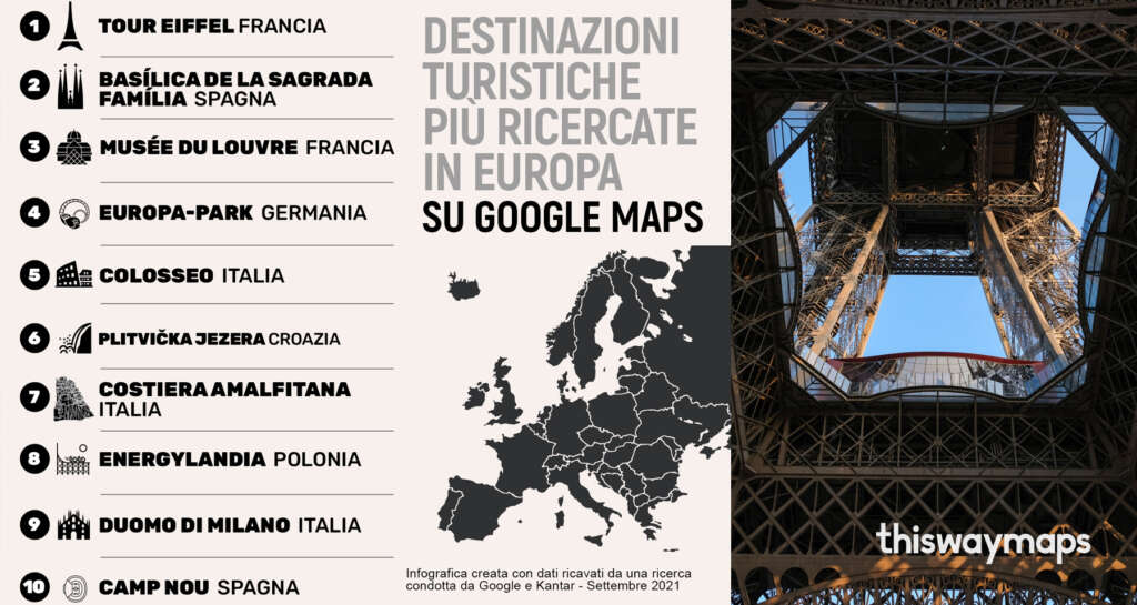 Google maps e le destinazioni turistiche più ricercate in Europa