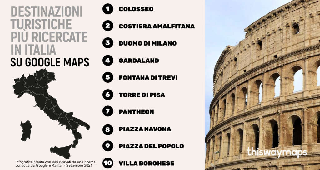 Google maps e le destinazioni turistiche ricercate in Italia