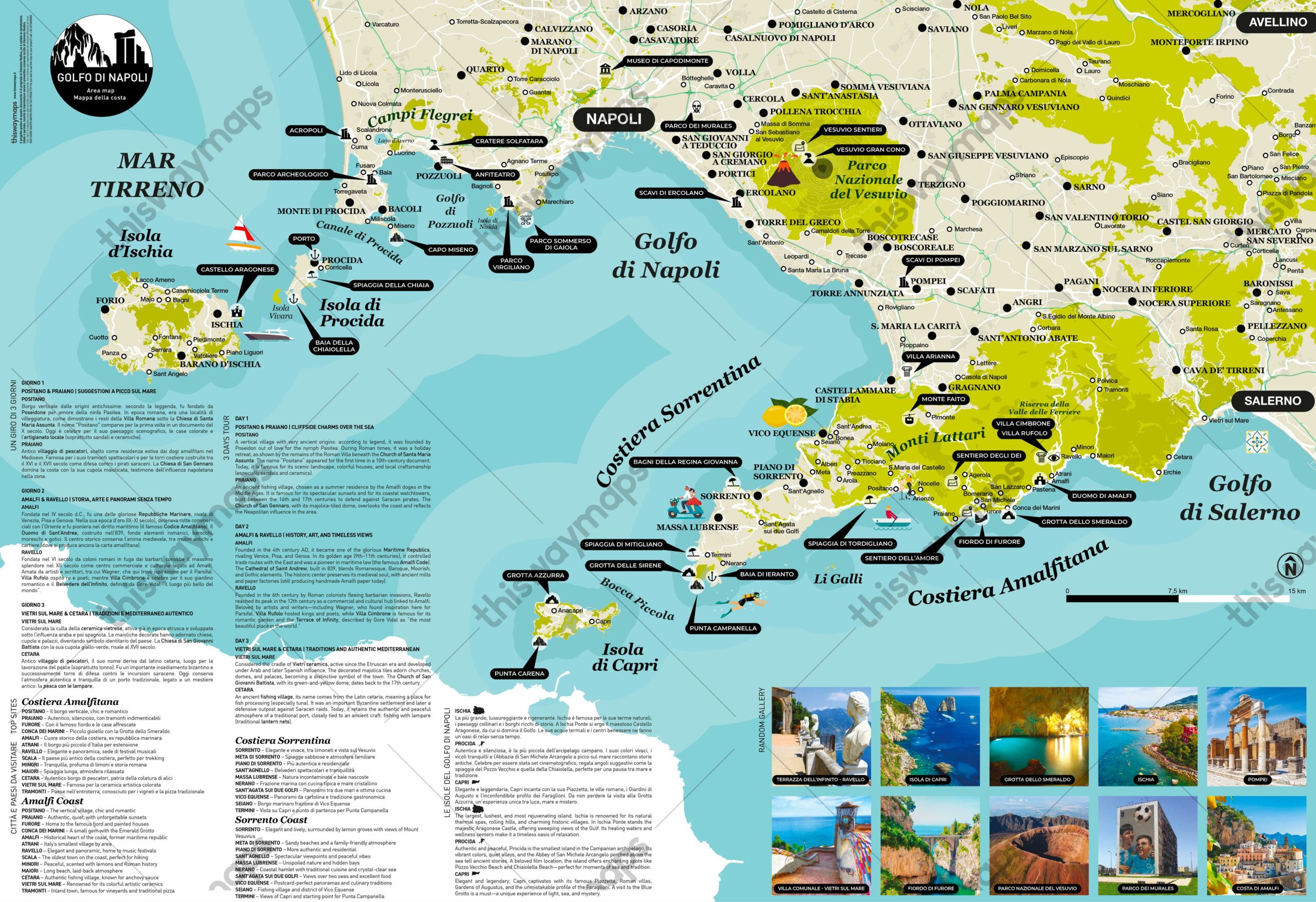mappa - cartina - costiera amalfitana costiera sorrentina