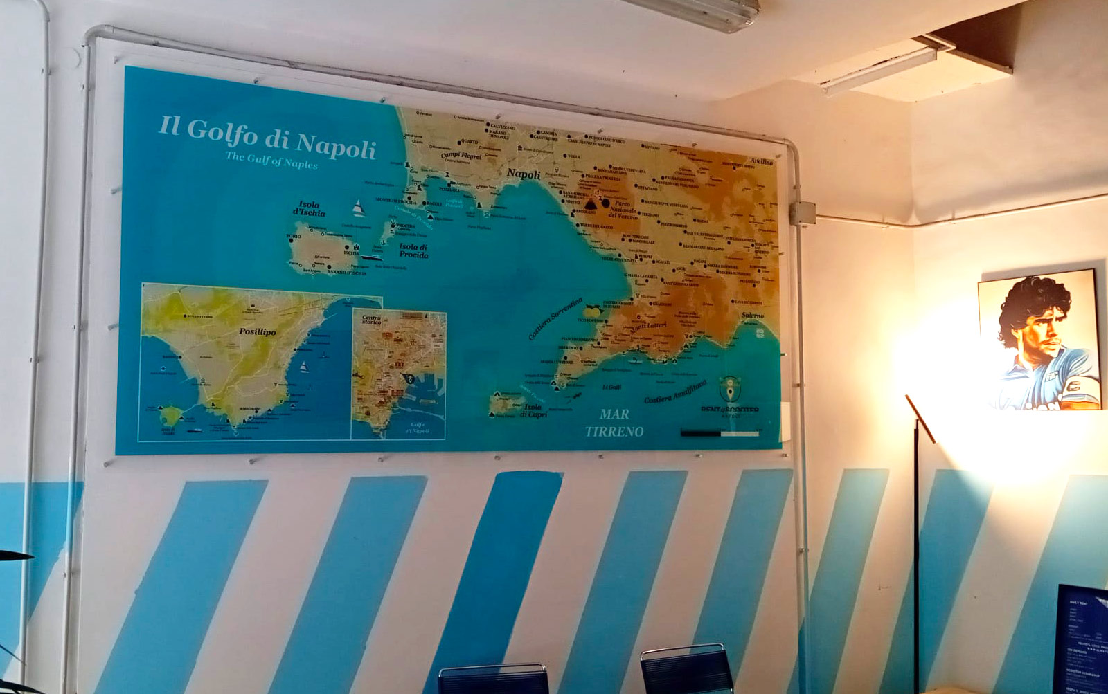 Stampa della mappa della costiera amalfitana, posillipo e napoli su plexiglass