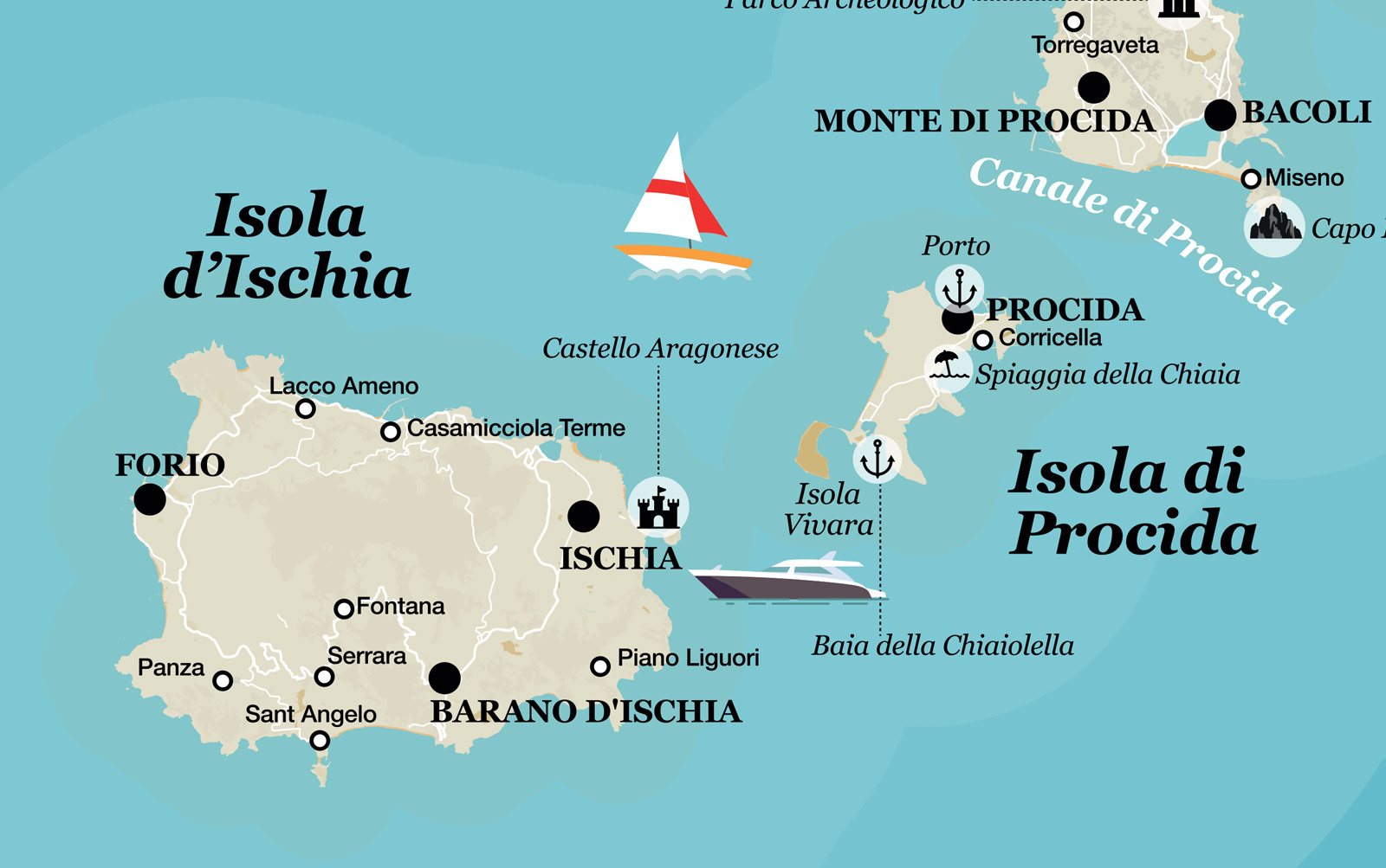 Stampa della mappa della costiera amalfitana, posillipo e napoli su plexiglass