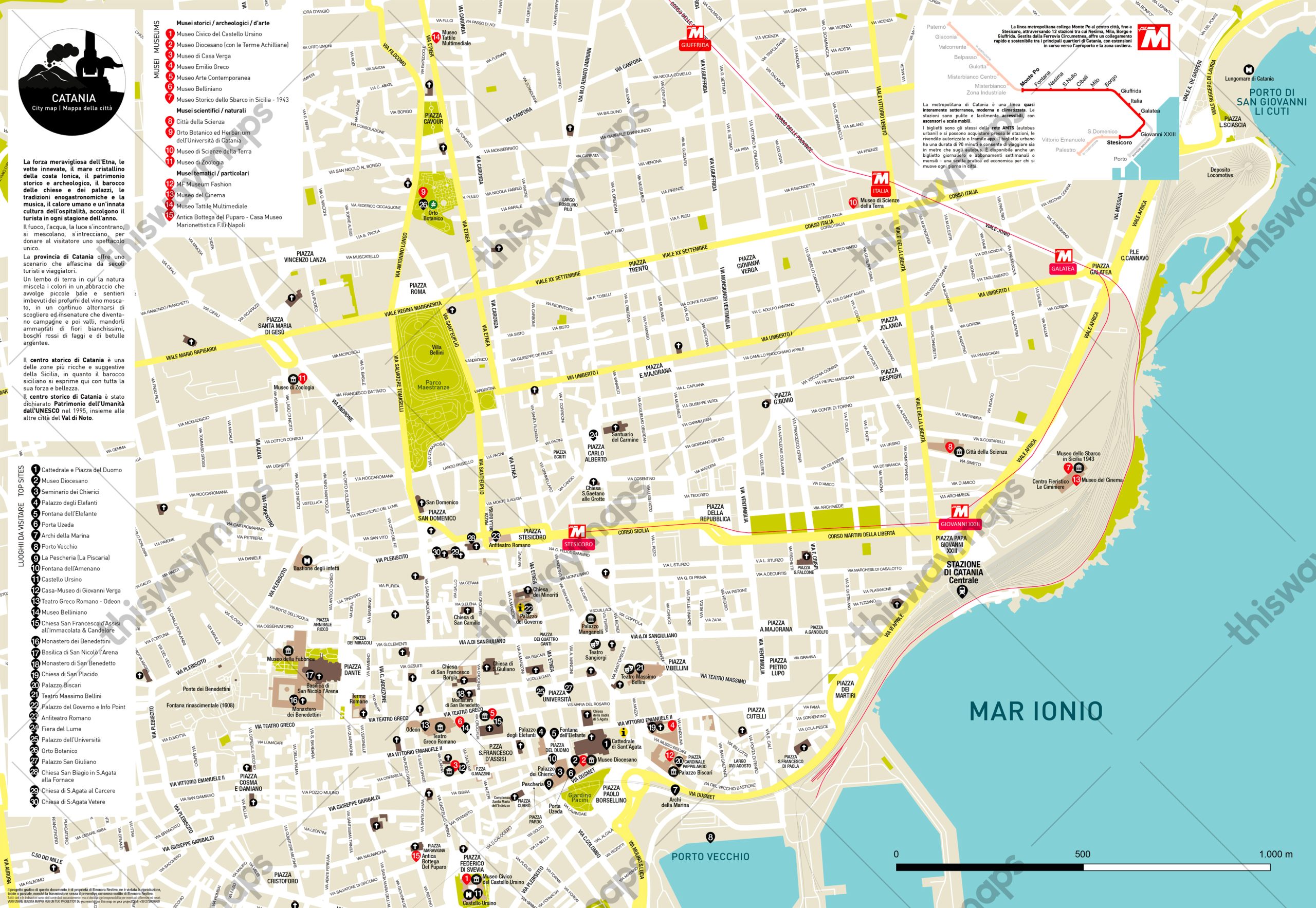 Mappa di Catania - centro storico di Catania